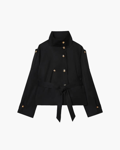 Damen Kurzer Winter-Trenchcoat mit Gürtel