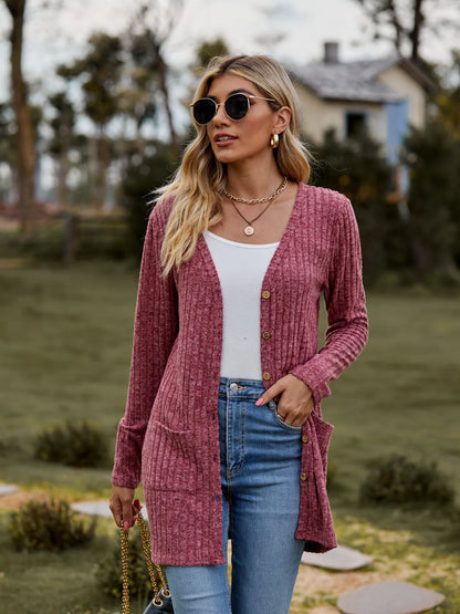 Damen Strickjacke Mit Taschen - Eveloria
