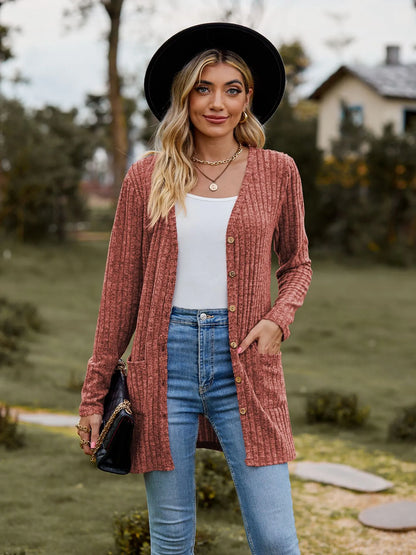 Damen Strickjacke Mit Taschen