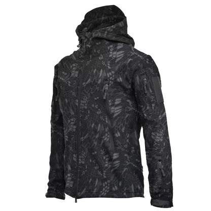 Softshelljacke | Outdoor | Windjacke | Outdoorjacke | Herrenjacke-Schwarz/Grau-Tarnmuster-S-Chaps Herrenmode