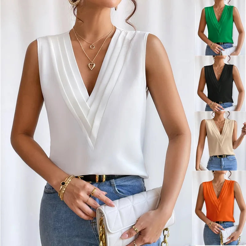 Eveloria Damen Ärmellose Bluse Elegantes Design - Eveloria