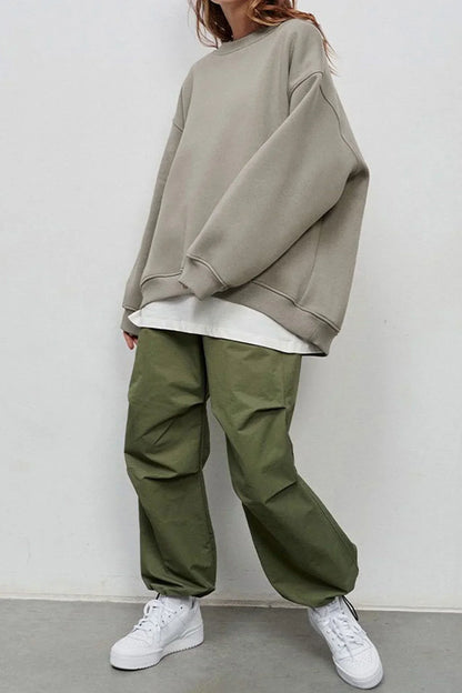 Eveloria Damen Oversize Sweatshirt Rundhalsausschnitt