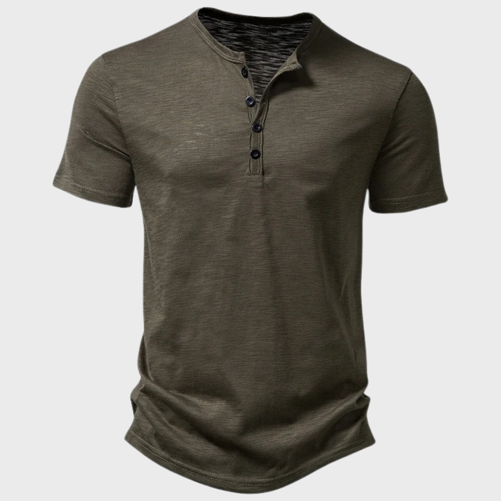 Herren Sommer-T-Shirt Leicht Knopfausschnitt Einfarbig - Eveloria