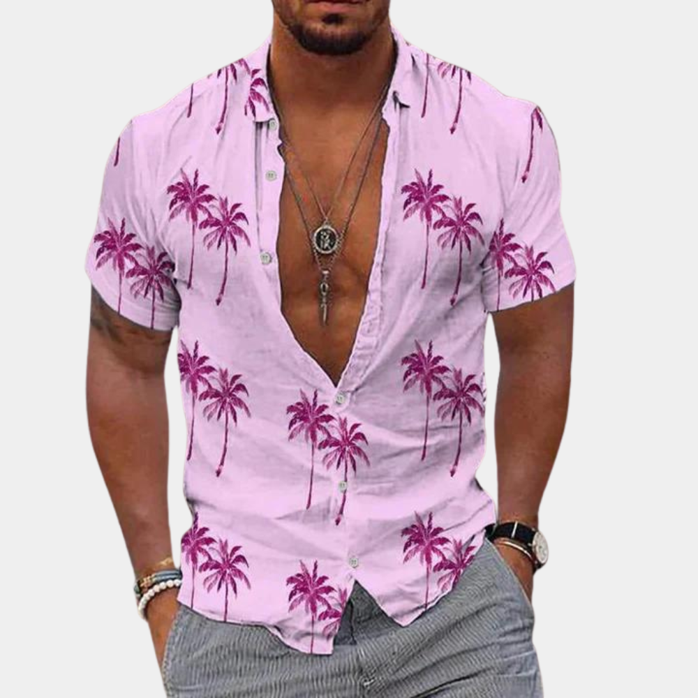 Sommerhemd | geknöpft | kurze Ärmel | Hawaiihemd | Herrenhemden-Rot-S-Chaps Herrenmode