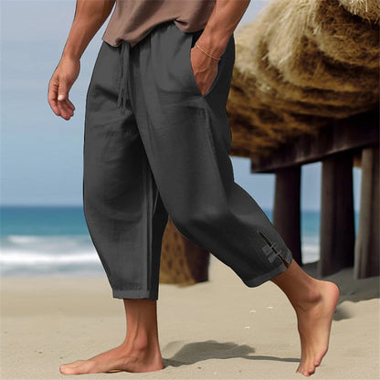 Sommerhose | Lockere Passform | Kordelzug | Haremshose | Herrenhose-Schwarz-S-Chaps Herrenmode