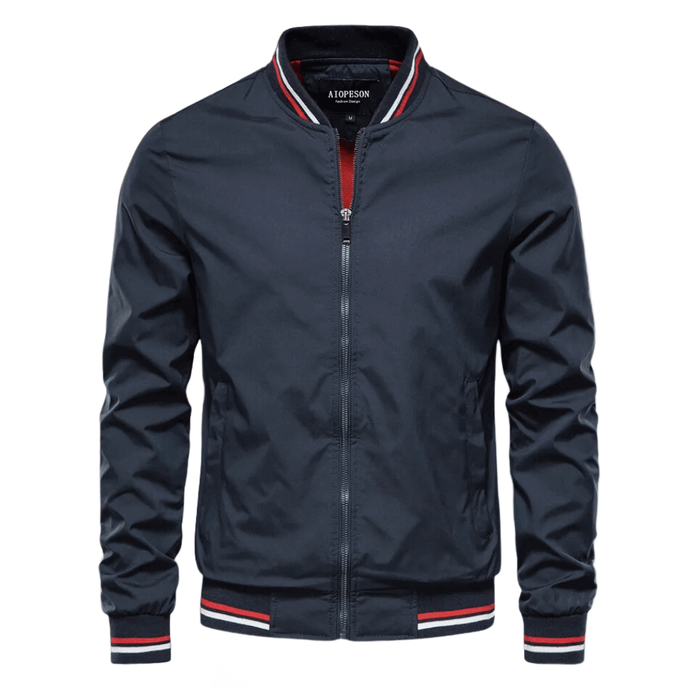 Herren Bomberjacke Nylon Reißverschluss Sommerjacke Schwarz - Eveloria