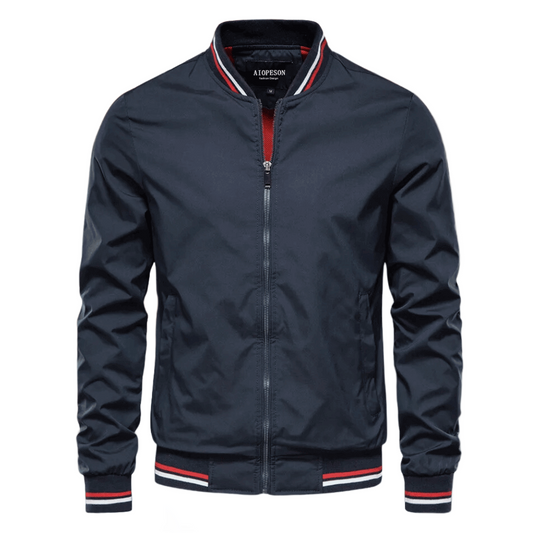 Herren Bomberjacke Nylon Reißverschluss Sommerjacke Schwarz - Eveloria