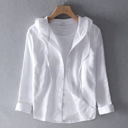 Damen Bluse mit Kapuze und Taschen Weich Leicht