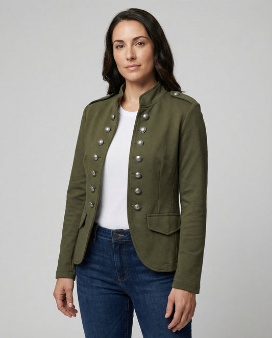 Damen Militärblazer Baumwolle Beige - Eveloria