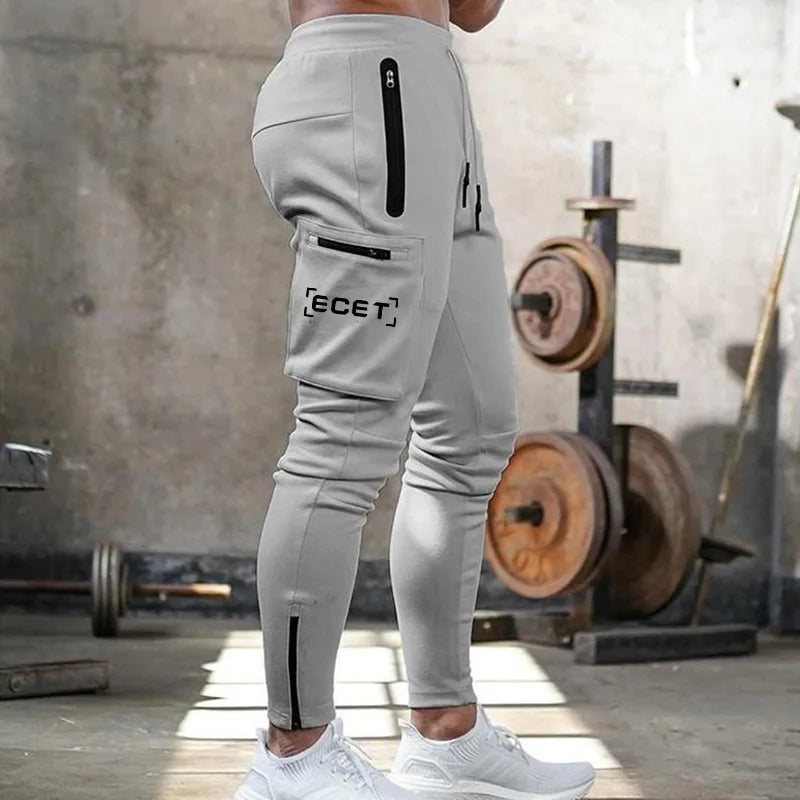 Herren Jogginghose Schlanke Passform Sportlich Reißverschluss Taschen