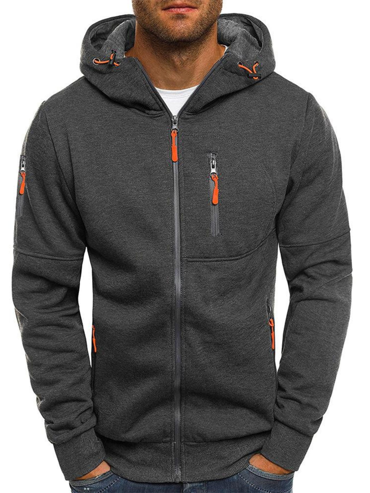 Herren Sportjacke Slim Fit Kapuze Leichtgewichtig - Eveloria