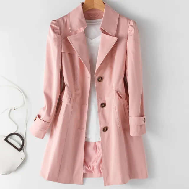 Damen Trenchcoat Klassischer Schnitt Knopfverschluss Langärmelig