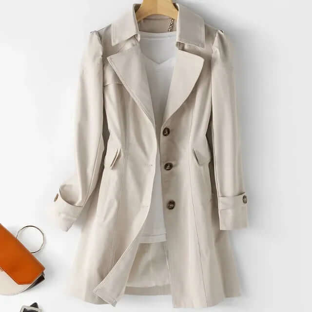 Damen Trenchcoat Klassischer Schnitt Knopfverschluss Langärmelig