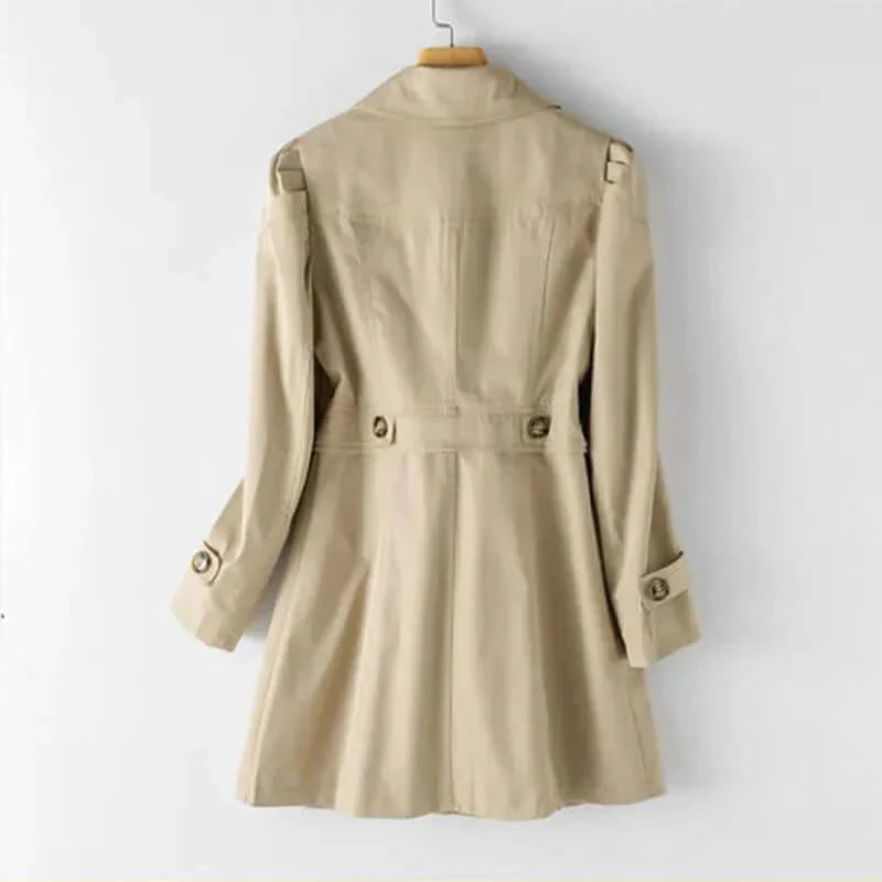 Damen Trenchcoat Klassischer Schnitt Knopfverschluss Langärmelig