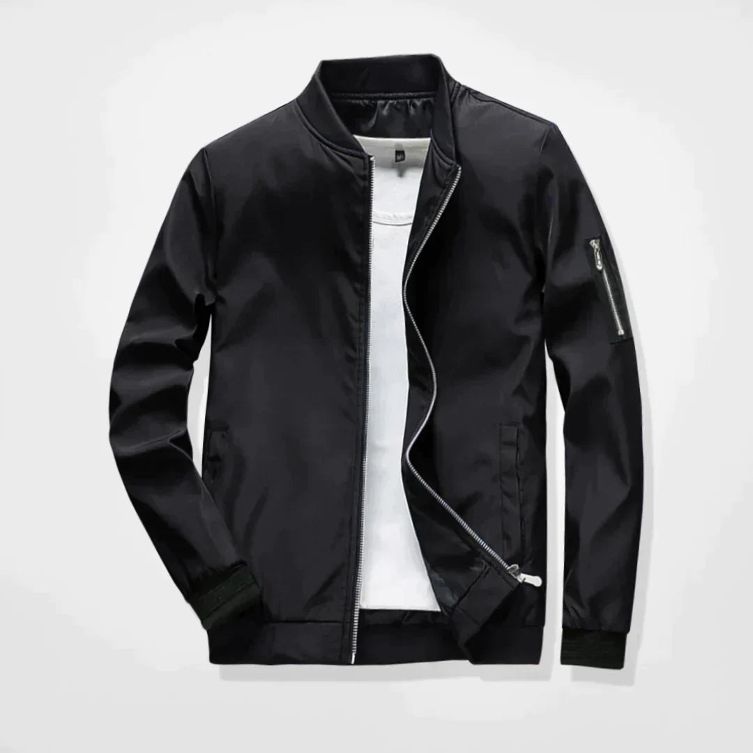 Spring Jacket - Leichte Bomberjacke mit Reißverschluss für Herren-Schwarz-M-Chaps Herrenmode