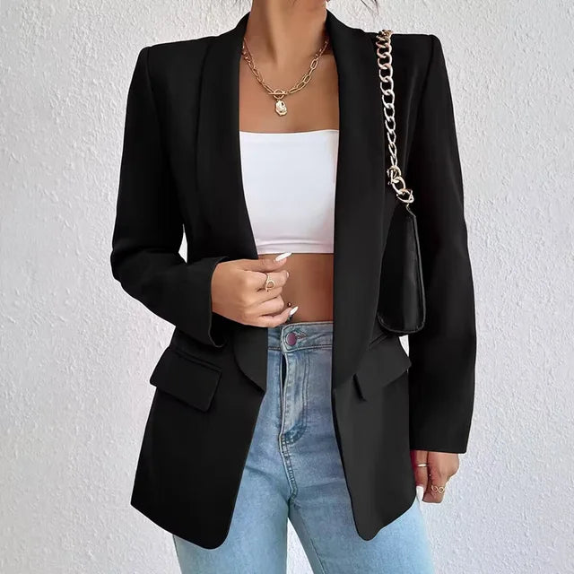Damen Blazer Streetwear Mode Blazer Schwarz - Eveloria