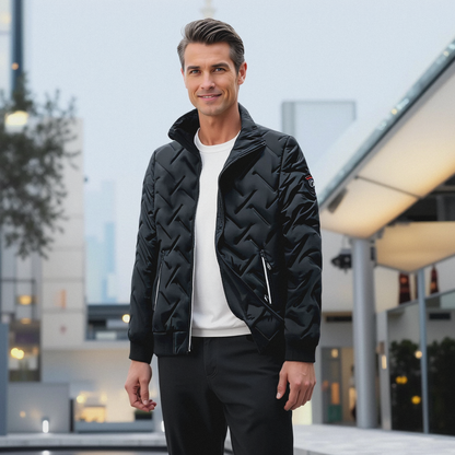 Herren Steppjacke Reißverschluss Polsterung Schwarz - Eveloria