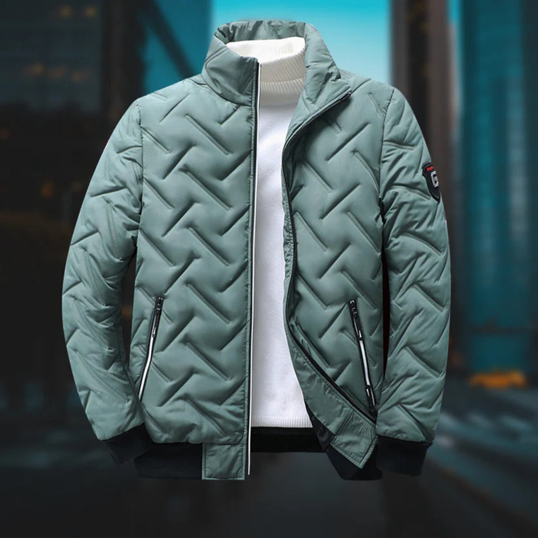 Steppjacke – Herren-Winterjacke mit Reißverschluss und Polsterung-Grün-XS-Chaps Herrenmode