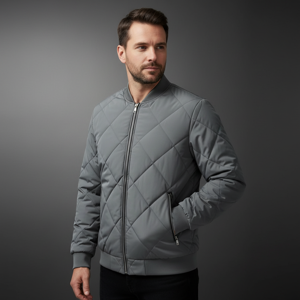 Herren Steppjacke Fleecefutter Warm Schwarz - Eveloria