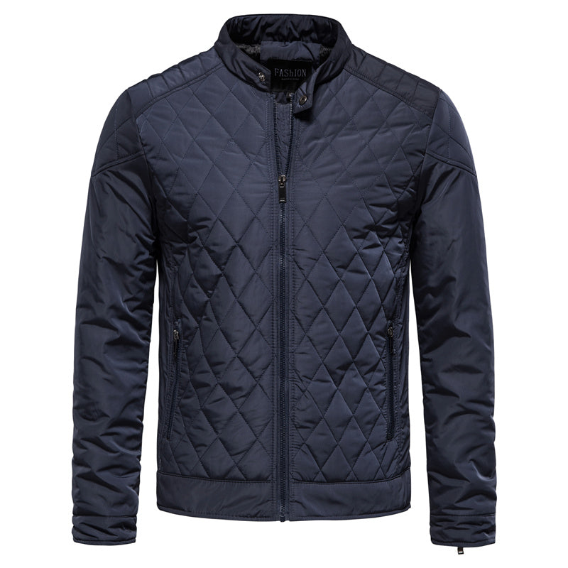 Herren Steppjacke Kariert Reißverschluss Schwarz - Eveloria
