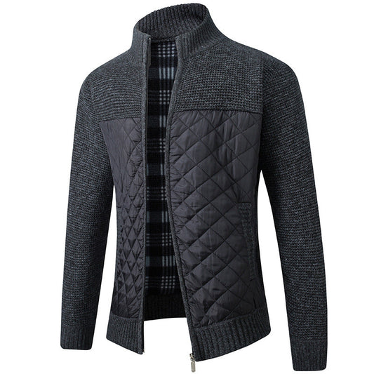 Herren Steppjacke Reißverschluss Stehkragen Schwarz - Eveloria