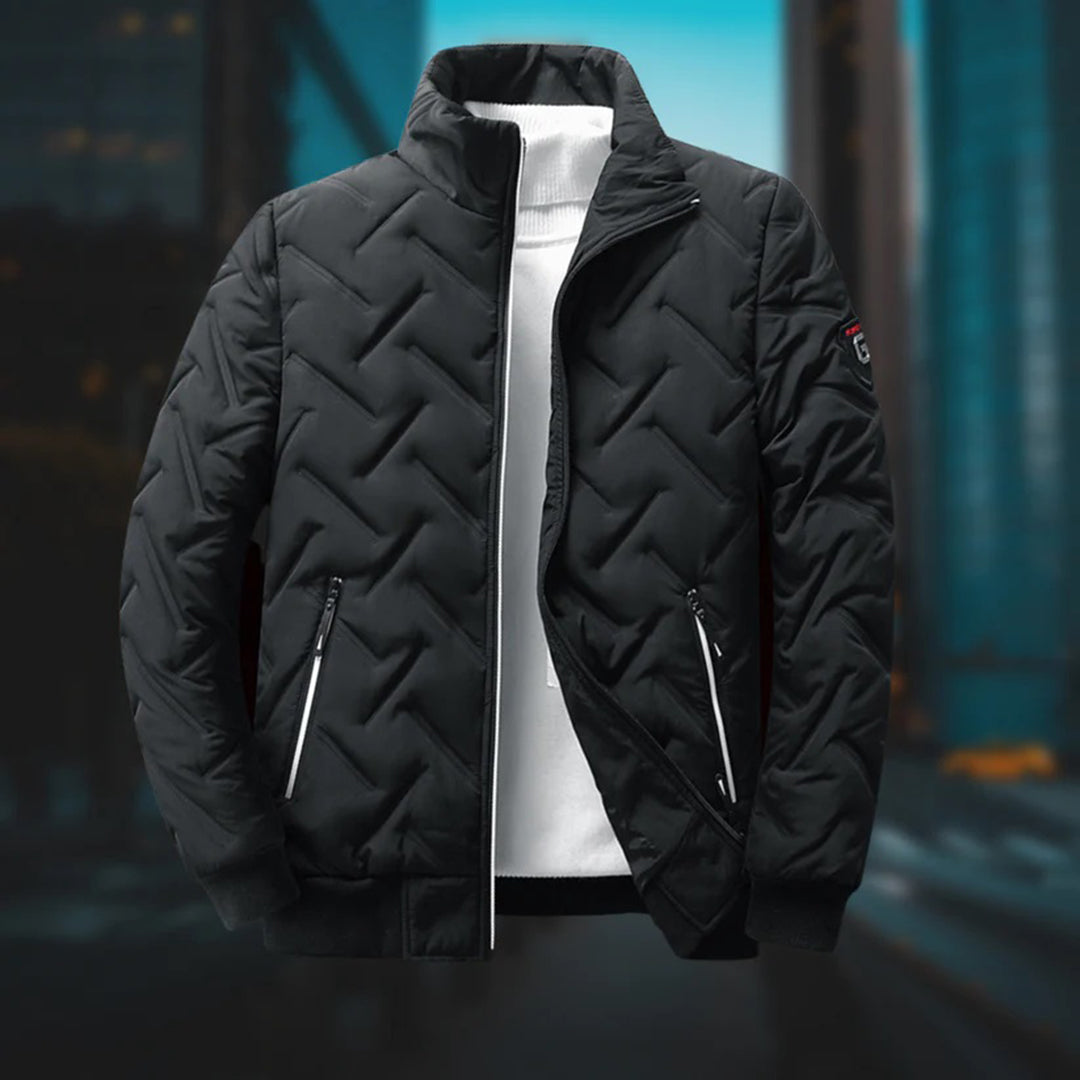 Steppjacke – Reißverschluss – Winddicht – Gesteppte Jacke – Winterjacke für Männer-Schwarz-L-Chaps Herrenmode