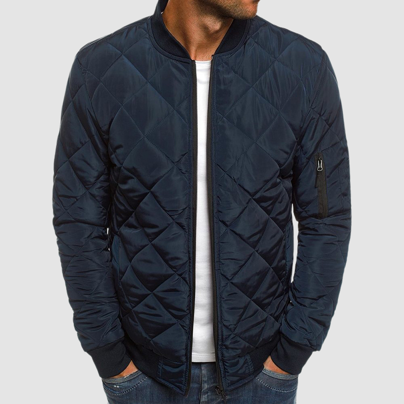 Herren Steppjacke Reißverschluss Taschen Schwarz - Eveloria