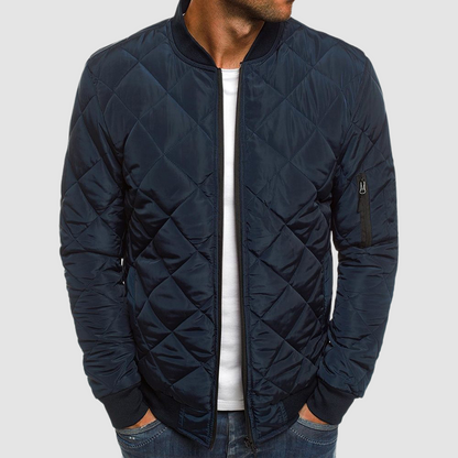 Herren Steppjacke Reißverschluss Taschen Schwarz - Eveloria