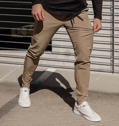 Stretch Broek - Heren Casual Elastische Taille Skinny Broek-Khaki-S-Chaps Herrenmode