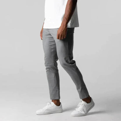 Herren Slim Fit Chinos Hosen Elastische Taille Schwarz - Eveloria
