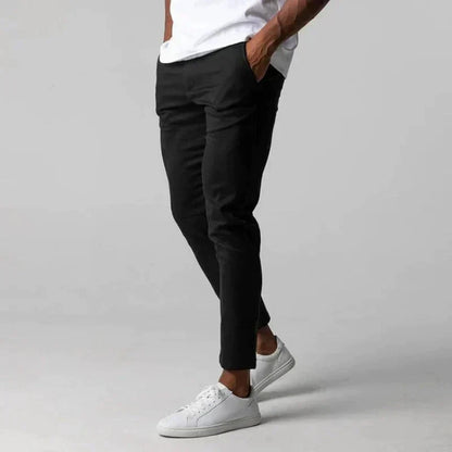 Stretch-Hosen | Elastische Taille | Slim Fit | Chinos | Herrenhosen-Schwarz-XS-Chaps Herrenmode