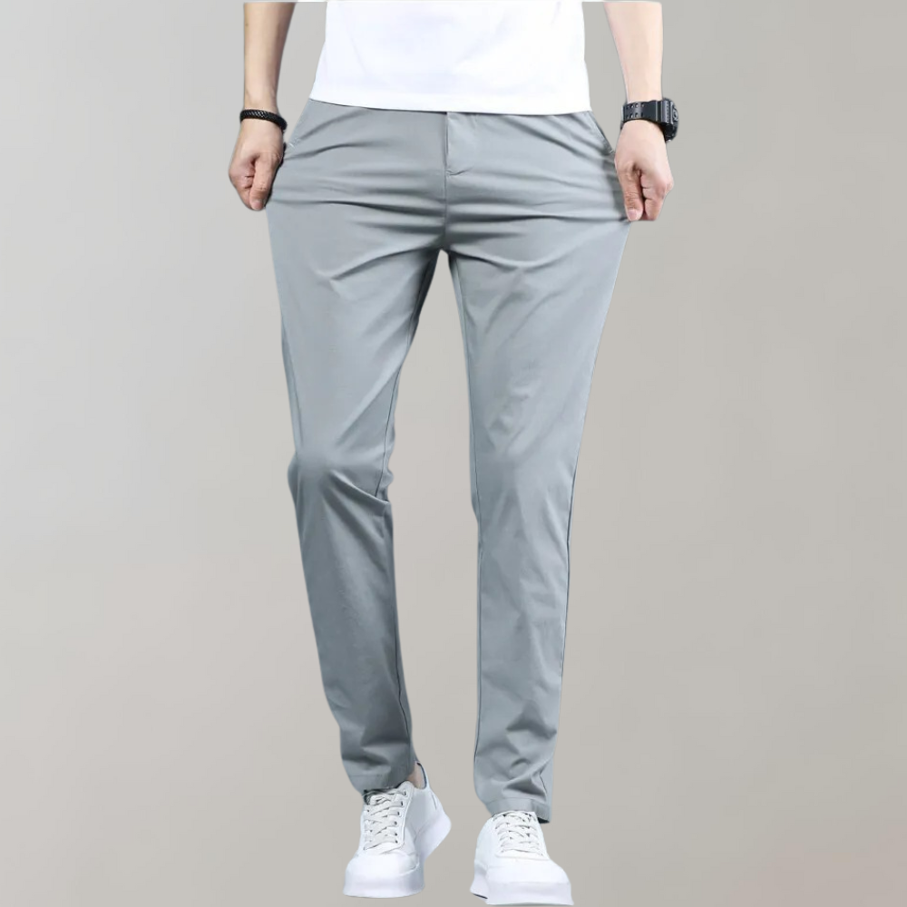 Stretchhose – Lässige Skinny-Chinohose mit geradem Bein für Männer-Grau-28-Chaps Herrenmode