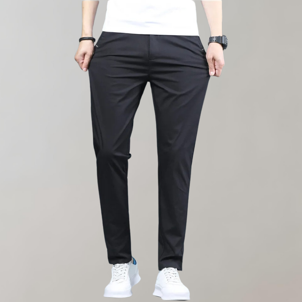 Stretchhose – Lässige Skinny-Chinohose mit geradem Bein für Männer-Schwarz-28-Chaps Herrenmode