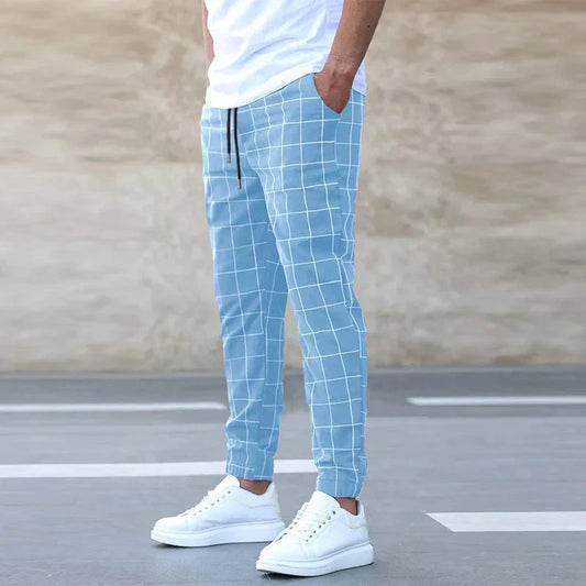 Herren Joggerhosen Karo Stretch Tunnelzug - Eveloria