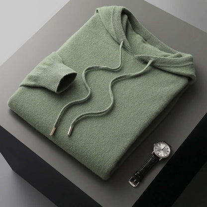 Strick-Hoodie - Herren Plain Pullover mit Kapuze-Grün-S-Chaps Herrenmode