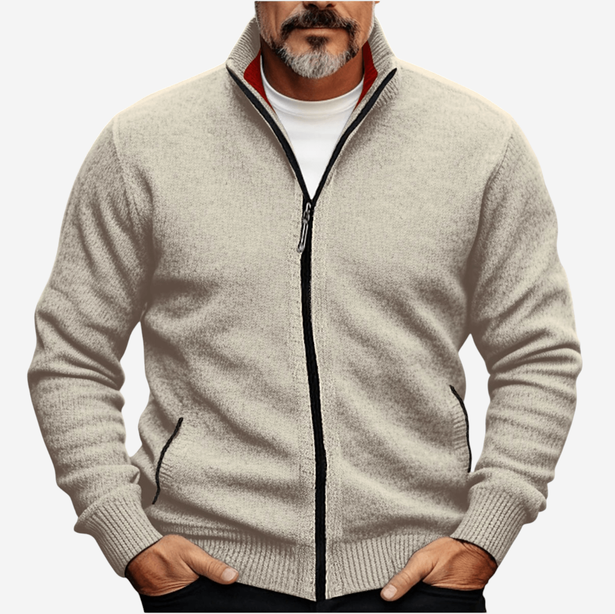 Herren Strickjacke Mit Reißverschluss Taschen Anthrazit - Eveloria