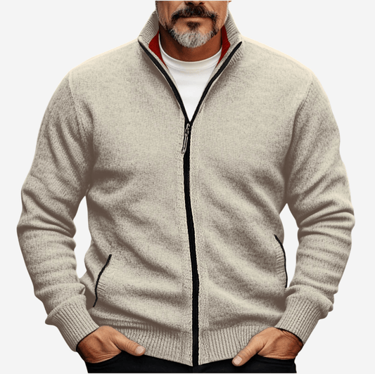 Herren Strickjacke Mit Reißverschluss Taschen Anthrazit - Eveloria