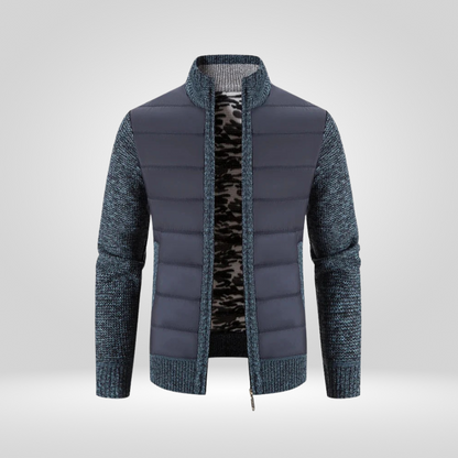 Strickjacke – Herren-Daunenjacke mit Reißverschluss und Wattierung-Blaugrau-S-Chaps Herrenmode