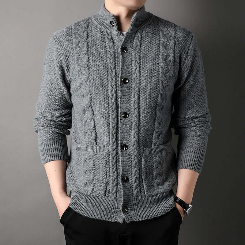Herren Strickjacke Zopfmuster Knopfleiste - Eveloria