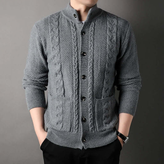 Herren Strickjacke Zopfmuster Knopfleiste - Eveloria