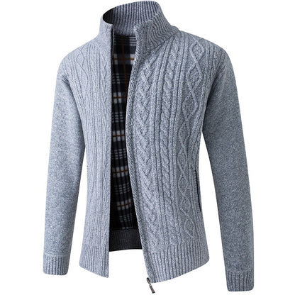 Herren Strickjacke Reißverschluss Winter Schwarz - Eveloria