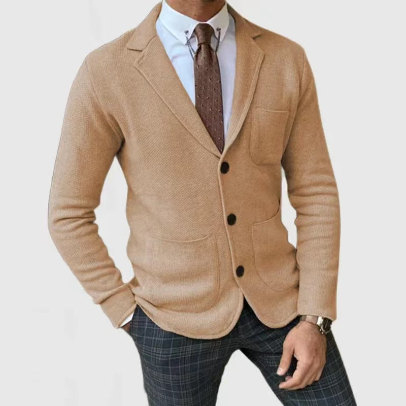 Herren Strickjacke mit Taschen und Umlegekragen - Eveloria
