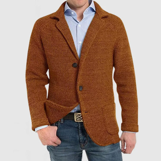 Herren Strickjacke Warm Mit Knöpfen Grobgestrickt Beige - Eveloria