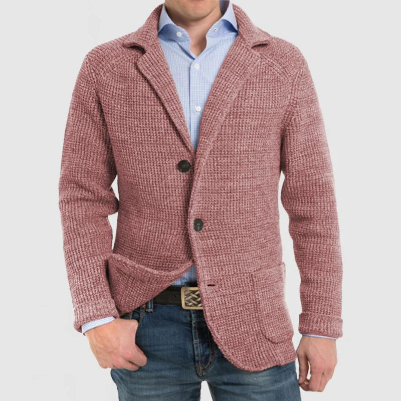 Strickjacke | Warm | Mit Knöpfen | Grob gestrickte Strickjacke | Herrenbekleidung-Rosa-S-Chaps Herrenmode