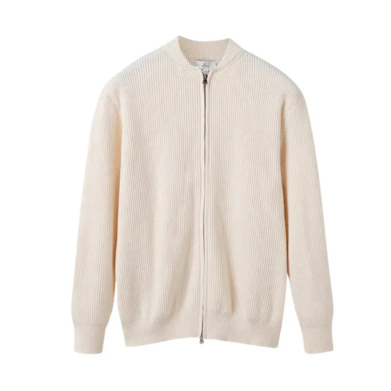 Herren Strickjacke Weich Langarm Reißverschluss Schwarz - Eveloria