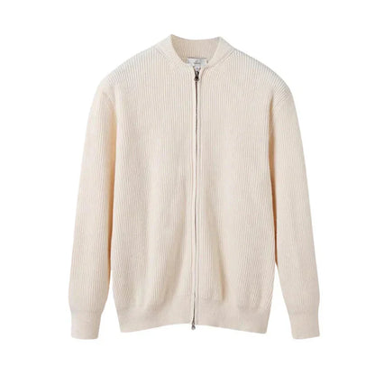 Herren Strickjacke Weich Langarm Reißverschluss Schwarz - Eveloria