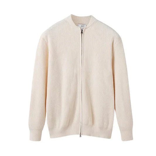 Herren Strickjacke Weich Langarm Reißverschluss Schwarz - Eveloria