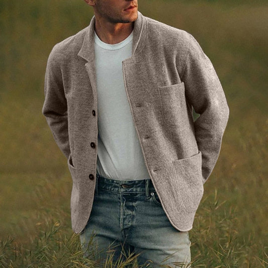 Herren Strickjacke Wolljacke Knöpfe Taschen - Eveloria