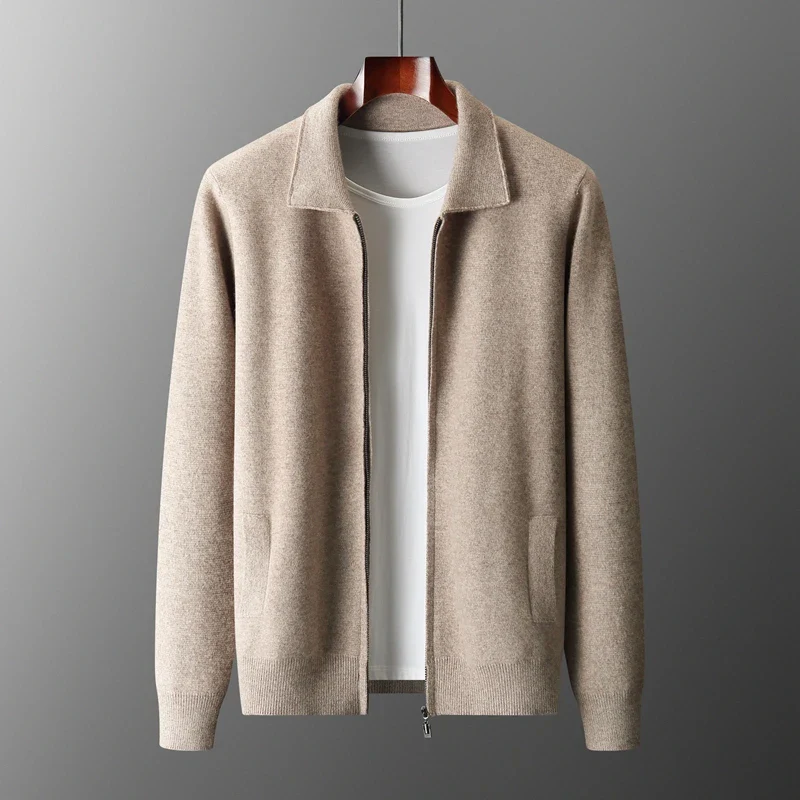 Herren Strickjacke Reißverschluss Durchgehend Schwarz - Eveloria