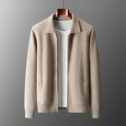 Herren Strickjacke Reißverschluss Durchgehend Schwarz - Eveloria